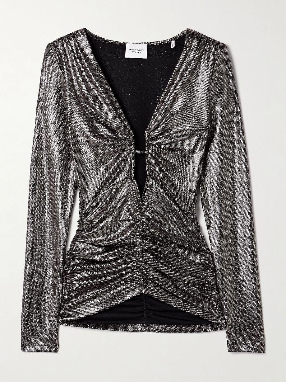 Buffy cutout ruched metallic stretch-jersey top by MARANT ETOILE