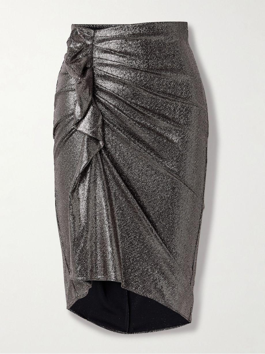 Dolene ruched metallic stretch-jersey midi skirt by MARANT ETOILE