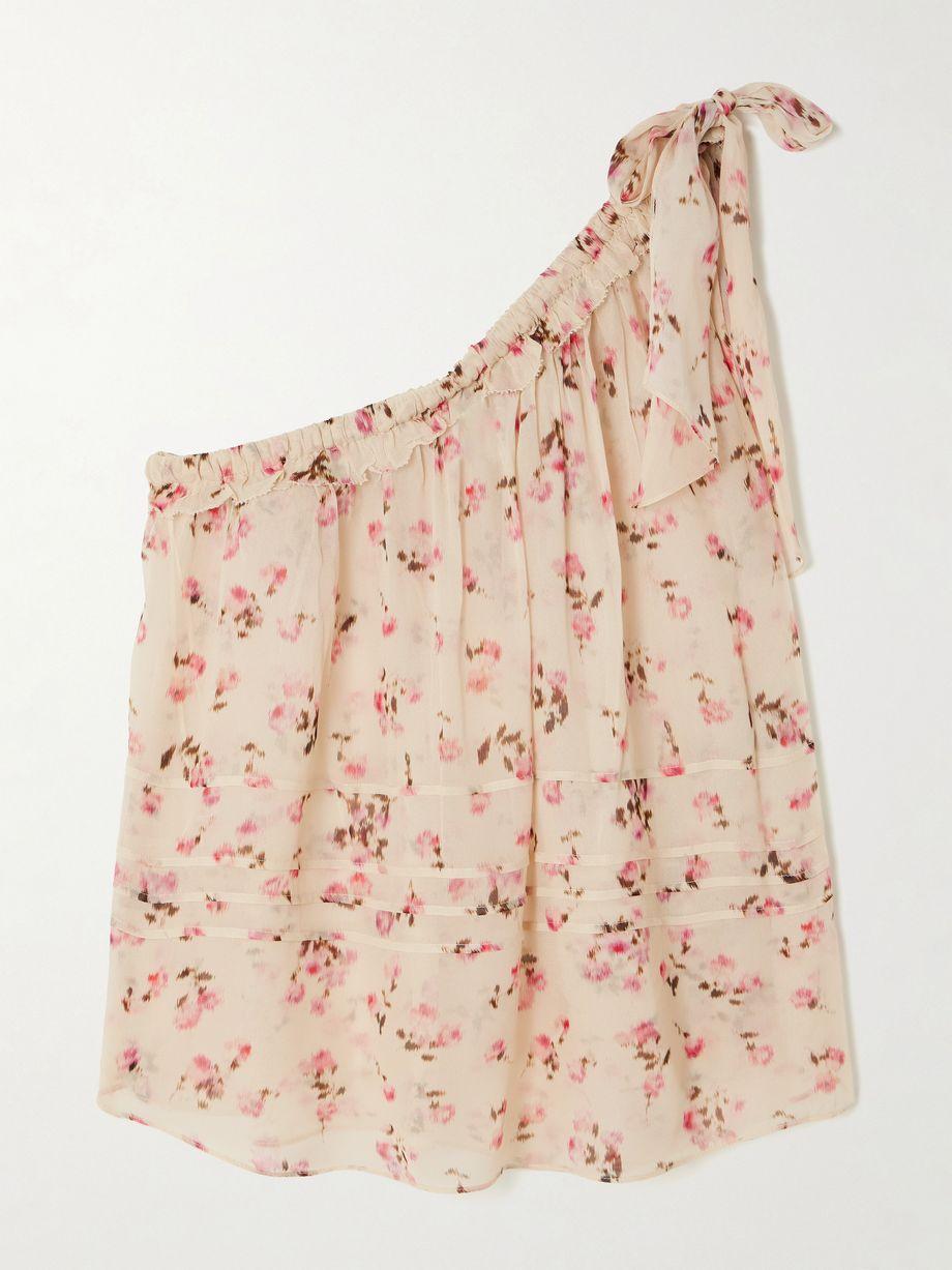 Loeva one-shoulder tie-detailed floral-print crepe de chine top by MARANT ETOILE