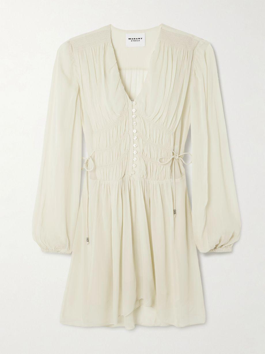 Loriena tie-detailed ruched crepe de chine mini dress by MARANT ETOILE