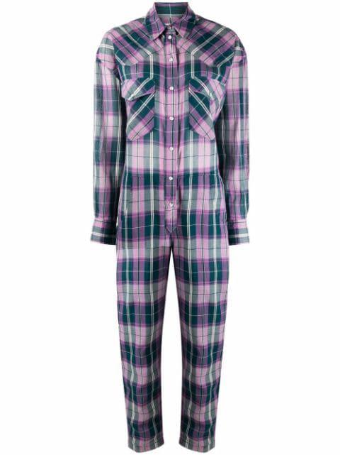 check-print button-up jumpsuit by MARANT ETOILE