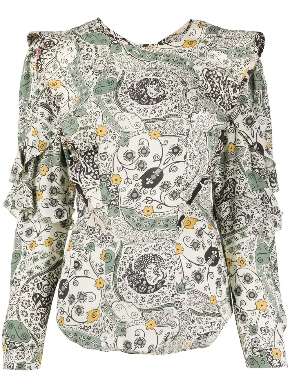floral print ruffle trim blouse by MARANT ETOILE