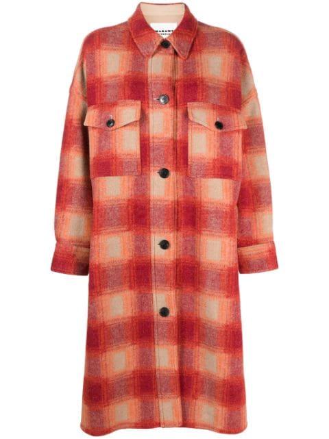 plaid-check flannel midi coat by MARANT ETOILE