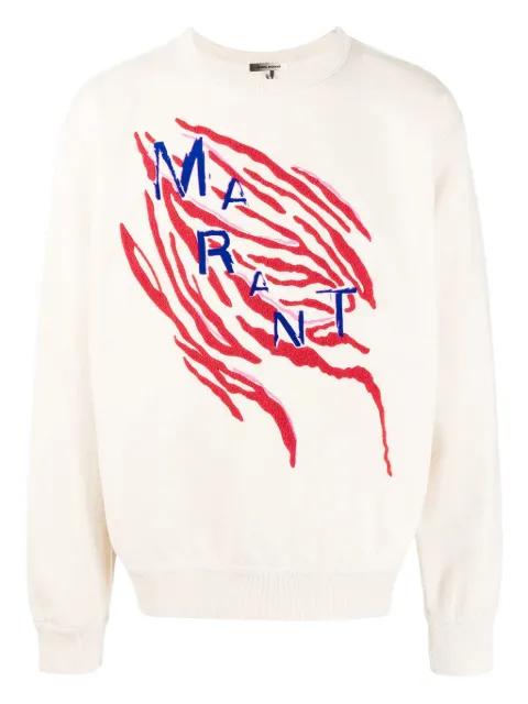 tiger-stripe embroidered sweatshirt by MARANT