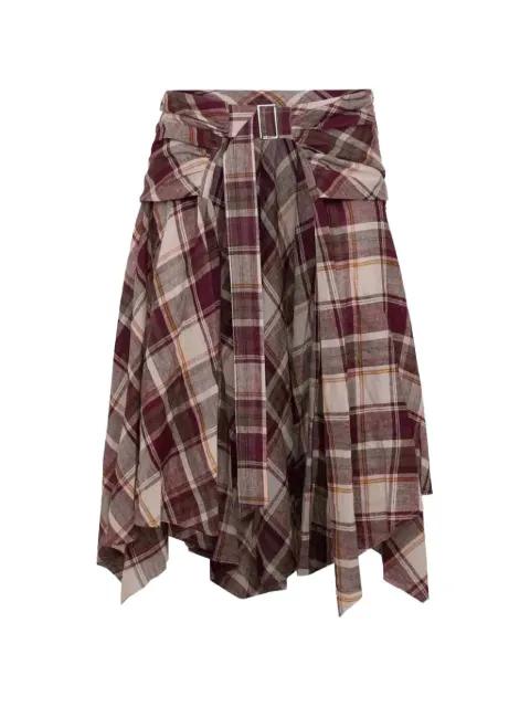 Vivienne check-pattern asymmetric skirt by MARBELL