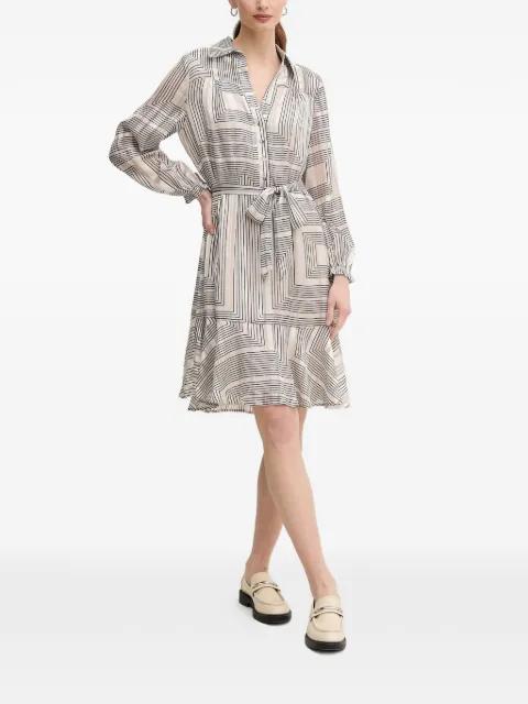 geometric print belted dress by MARC AUREL