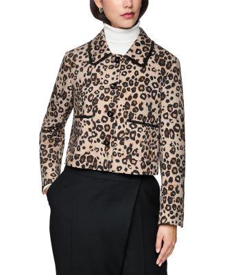 Short Scuba Jersey Leopard Print Jacket by MARC CAIN Short Scuba Jersey Leopard Print Jacket by MARC CAIN