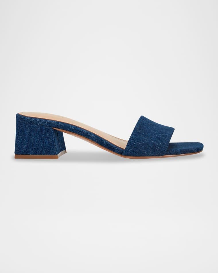 Olysa Denim Block-Heel Mule Sandals by MARC FISHER Olysa Denim Block-Heel Mule Sandals by MARC FISHER