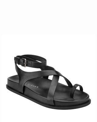 Women's Bevy Leather Casual Strappy Flat Sandals by MARC FISHER