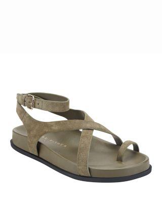 Women's Bevy Suede Casual Strappy Flat Sandals by MARC FISHER