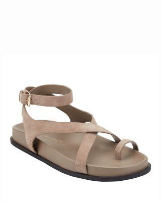 Women's Bevy Suede Casual Strappy Flat Sandals by MARC FISHER