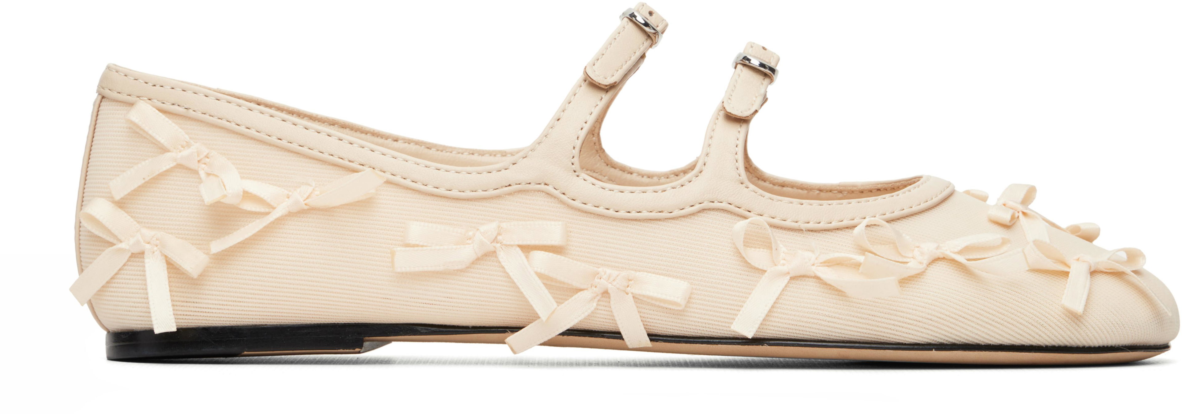 Beige 'The Bow Mesh Kiki' Ballerina Flats by MARC JACOBS
