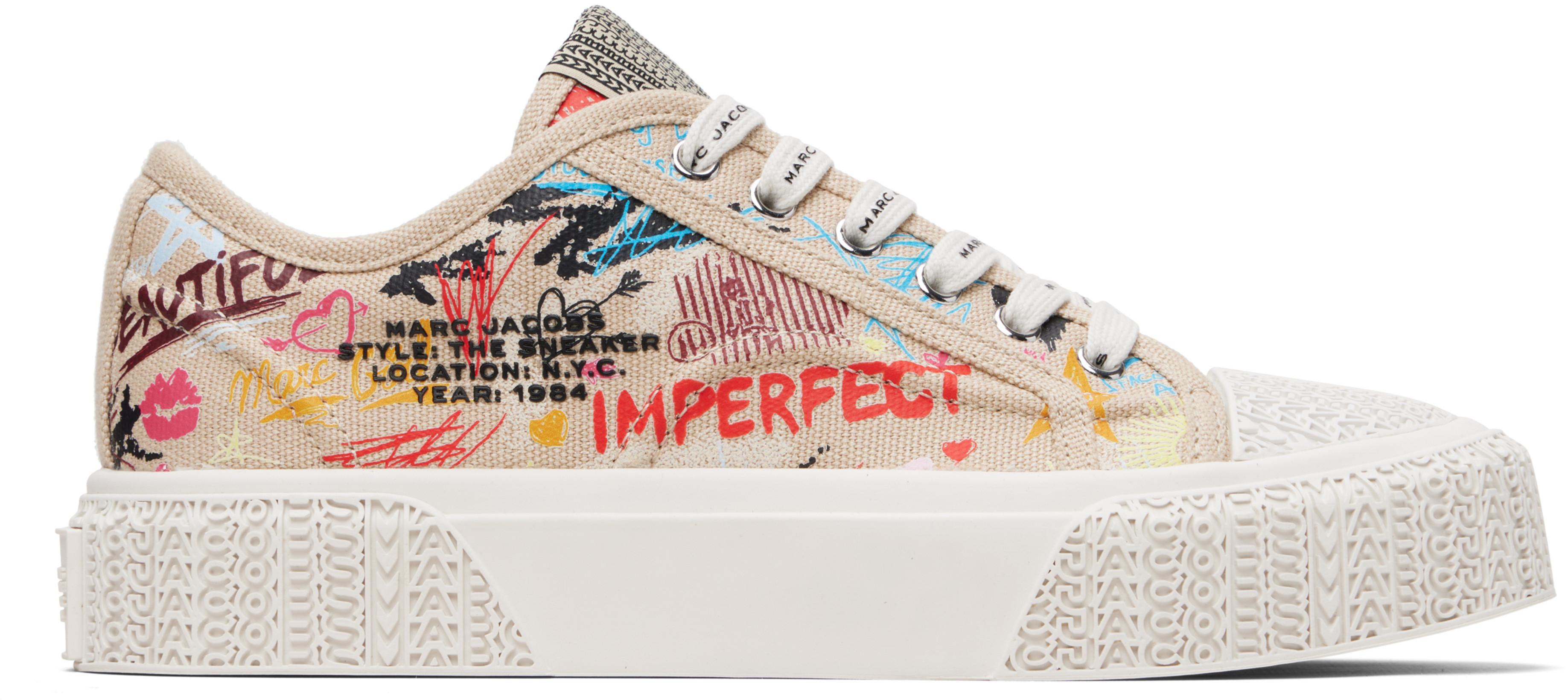 Beige 'The Punk Scribble' Sneakers by MARC JACOBS