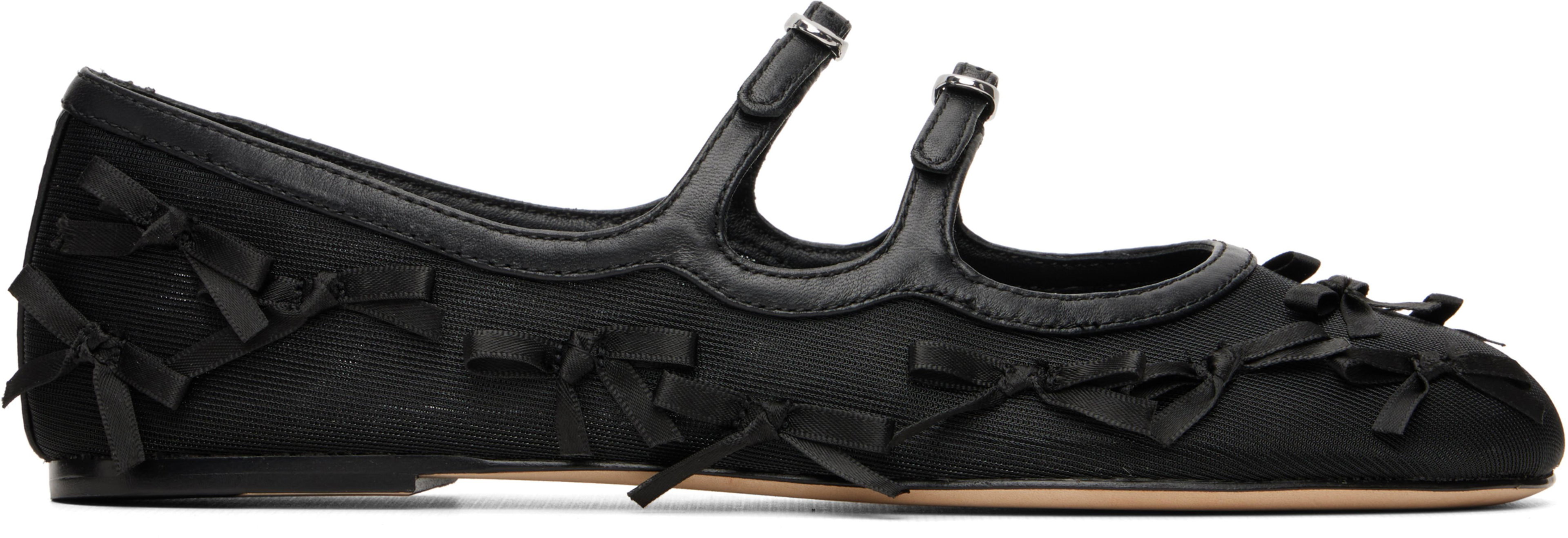 Black 'The Bow Mesh Kiki' Ballerina Flats by MARC JACOBS