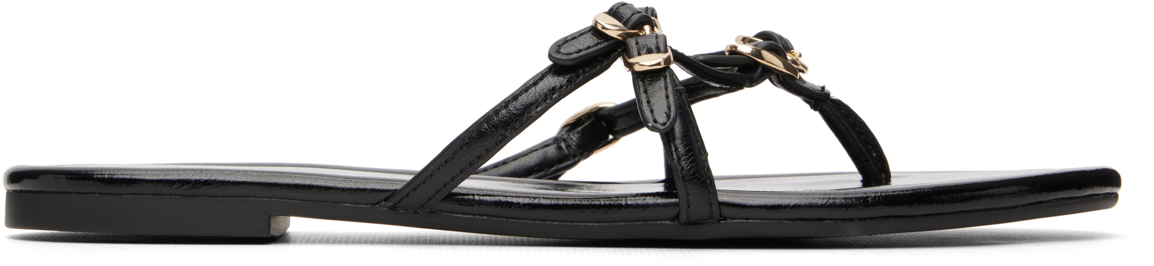 Black 'The Leather Kiki' Sandals by MARC JACOBS