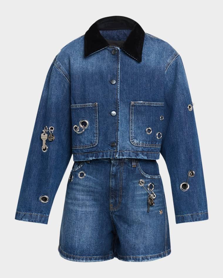 Grommet Denim Crop Utility Jacket by MARC JACOBS