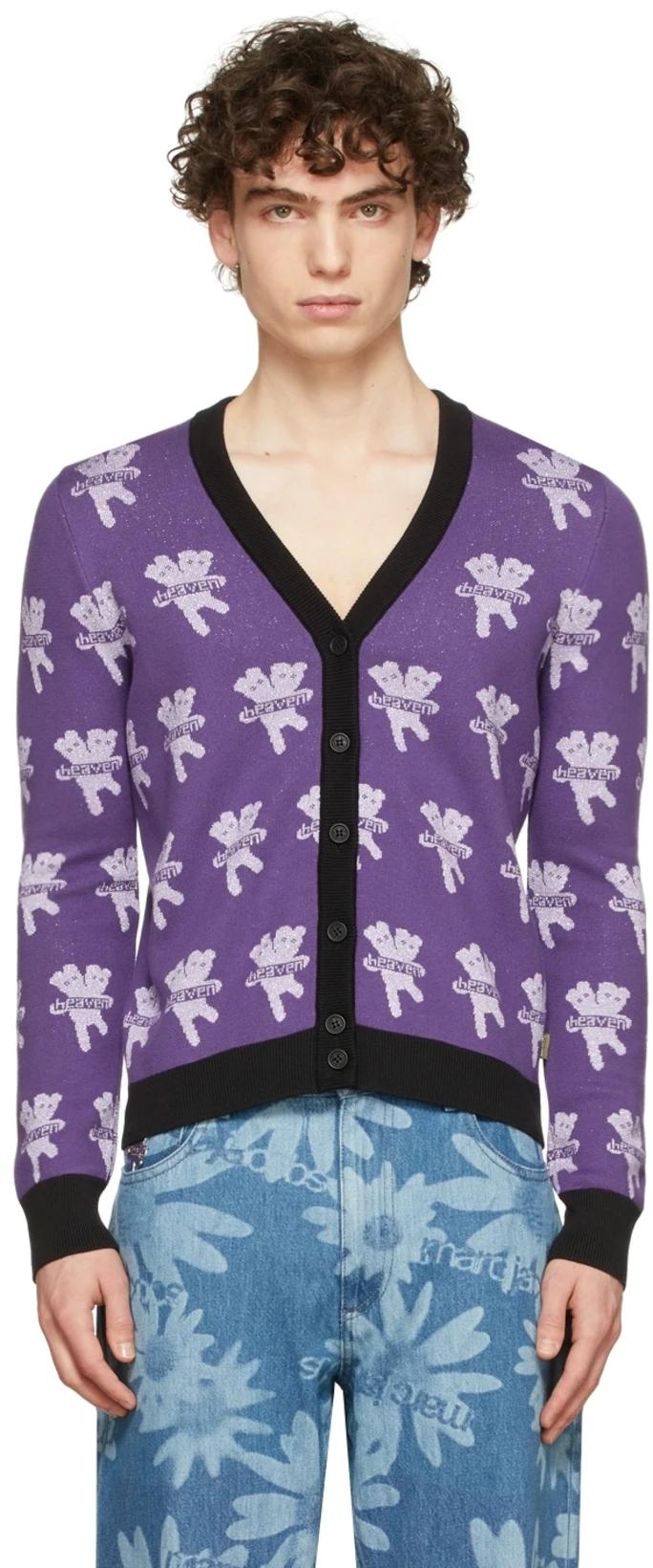 Purple Heaven by Marc Jacobs Logo Cardigan by MARC JACOBS HEAVEN Purple Heaven by Marc Jacobs Logo Cardigan by MARC JACOBS HEAVEN