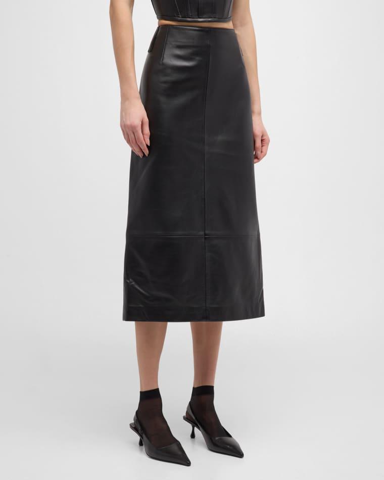 Leather Slim Pencil Midi Skirt by MARC JACOBS