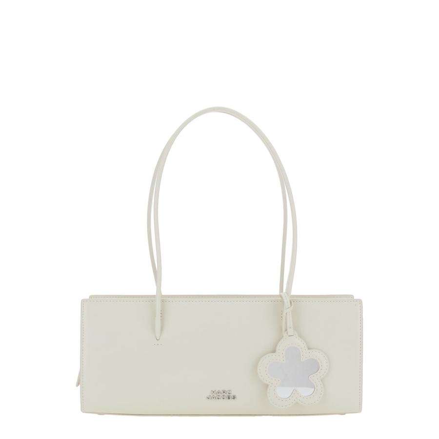 Marc Jacobs The Mirror Satchel White Shoulder Bag With Front Logo And Flower Charm In Leather Woman by MARC JACOBS