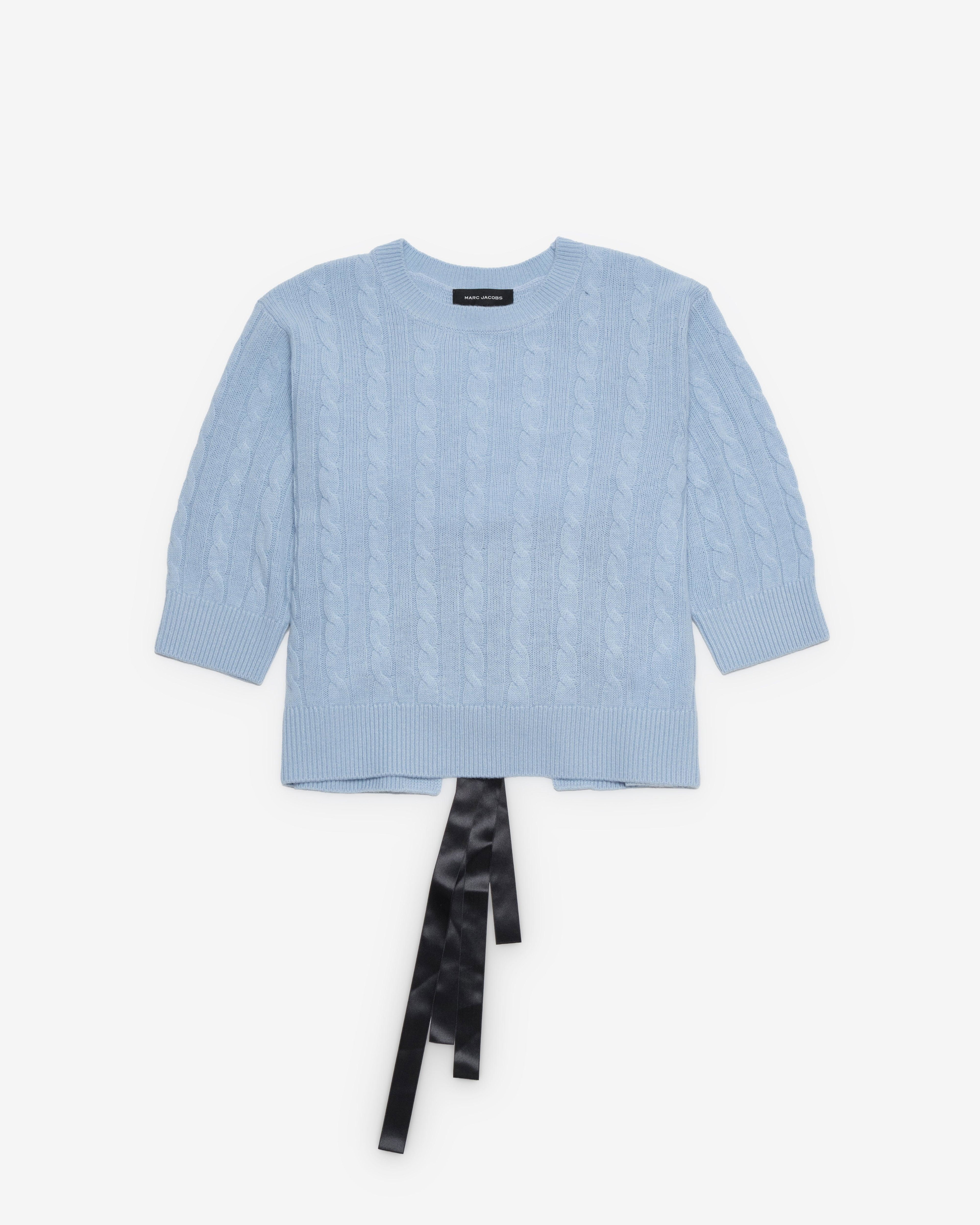 Marc Jacobs - Women's Open Back Bow Cable Sweater - (Blue Mist) by MARC JACOBS