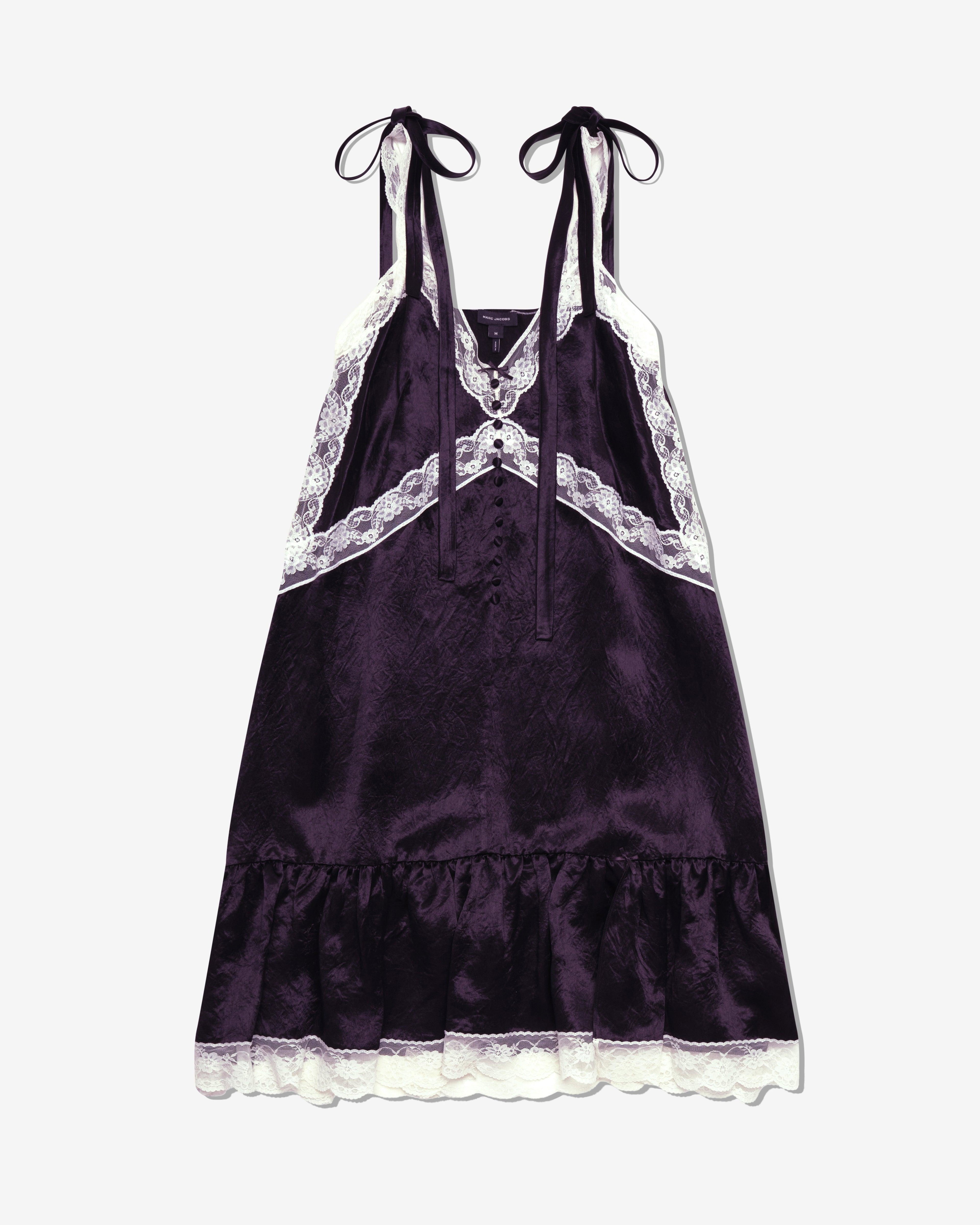 Marc Jacobs - Women's Satin Lace Slip Midi Dress - (Black) by MARC JACOBS