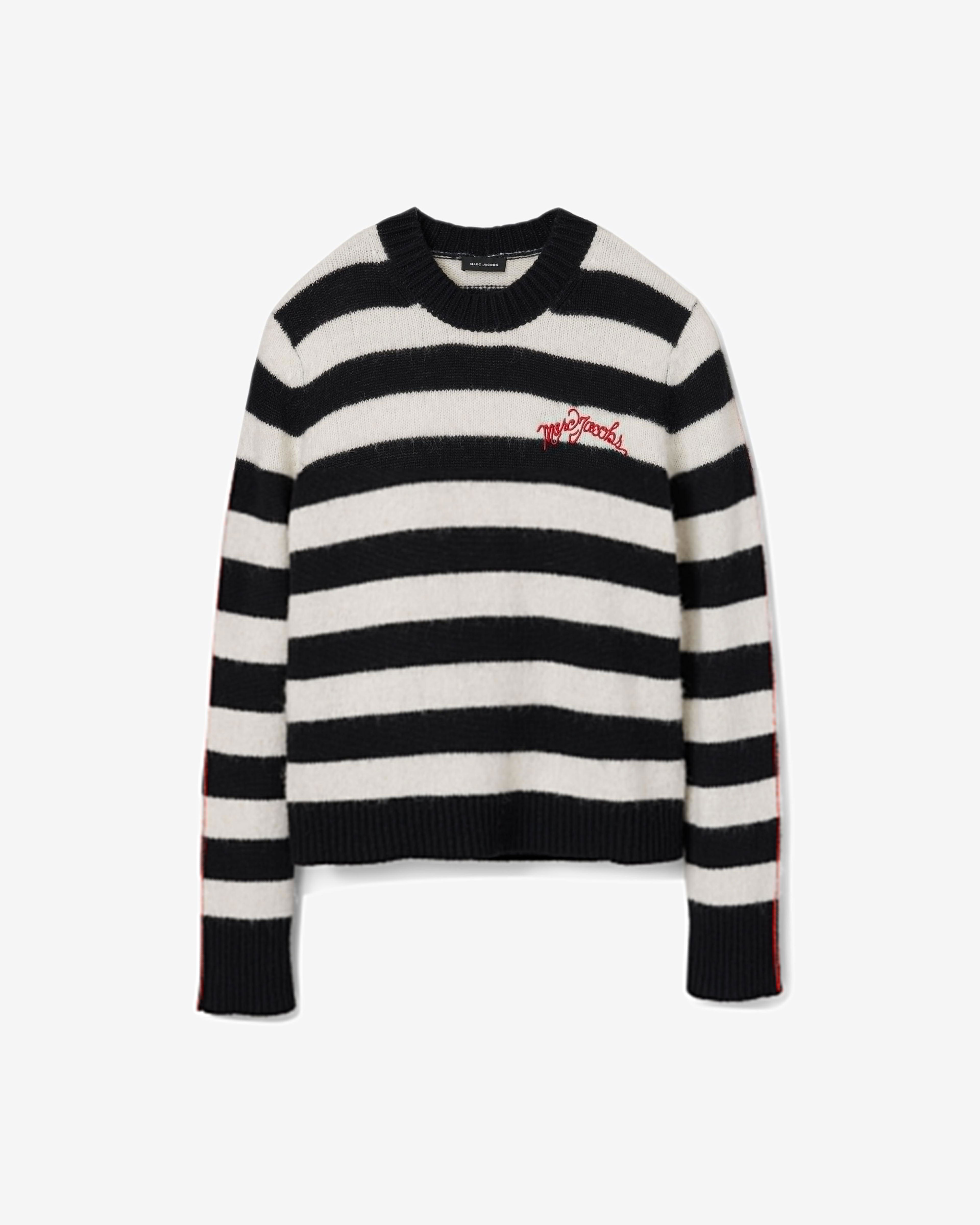 Marc Jacobs - Women's The Striped Brushed Logo Sweater - (Black/White) by MARC JACOBS