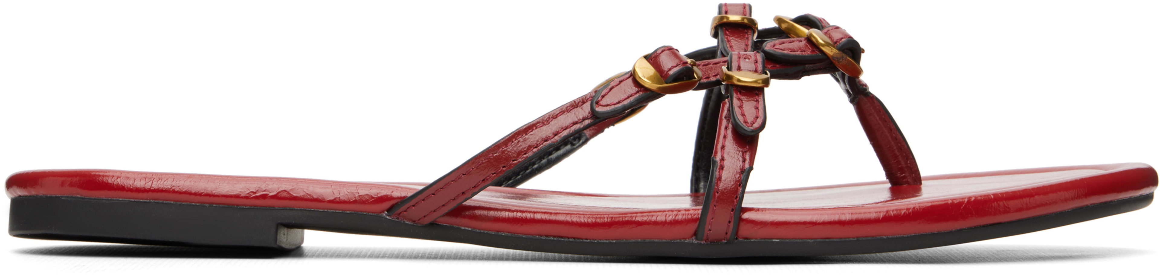Red 'The Leather Kiki' Sandals by MARC JACOBS