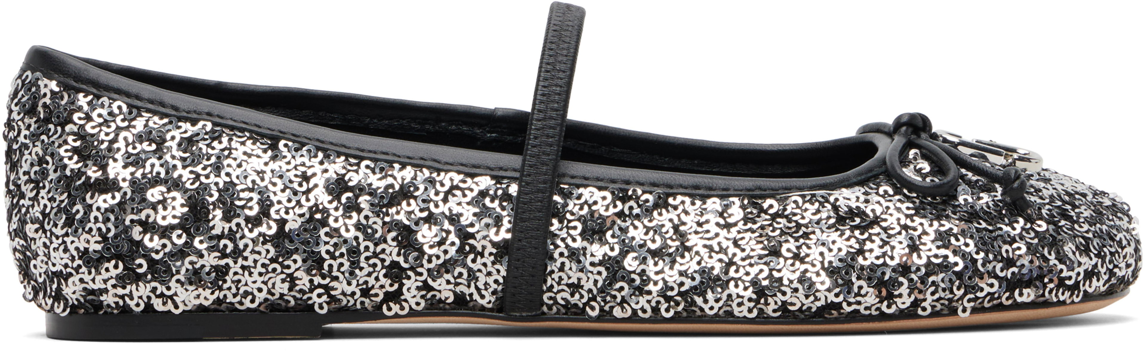 Silver & Black 'The Sequin Sabrina' Ballerina Flats by MARC JACOBS