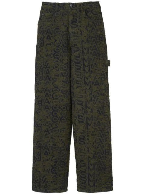 monogram-print distressed wide-leg jeans by MARC JACOBS