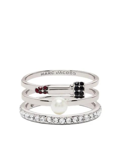 pearl-embellished lip-rouge ring (set of three) by MARC JACOBS