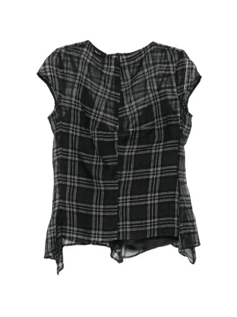 check-pattern sheer blouse by MARC LE BIHAN