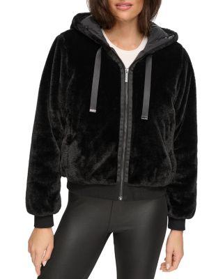 Faux Fur Zip Up Hoodie by MARC NEW YORK