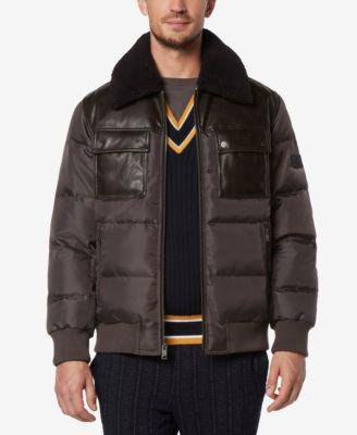 Men's Beaumont Aviator Puffer with Faux Leather Trim by MARC NEW YORK