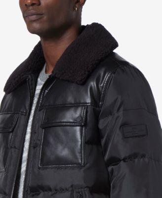 Men's Beaumont Aviator Puffer with Faux Leather Trim by MARC NEW YORK