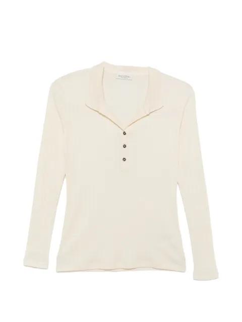 ribbed-knit long-sleeve polo shirt by MARC O'POLO