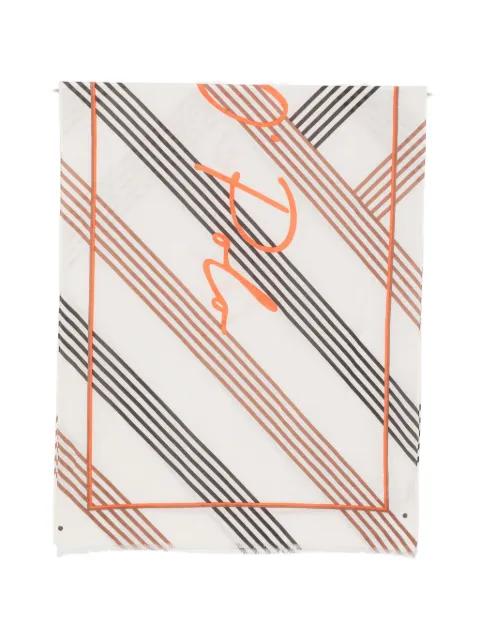 striped logo-print scarf by MARC O'POLO