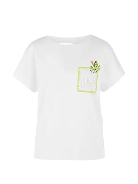 crochet-patch cactus-embroidered T-shirt by MARCCAIN