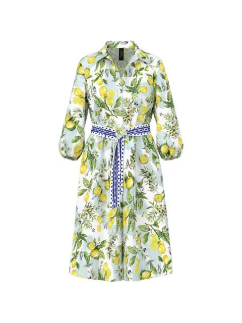 lemon-print belted midi dress by MARCCAIN