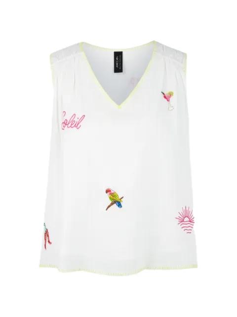 loose embroidered V-neck blouse by MARCCAIN