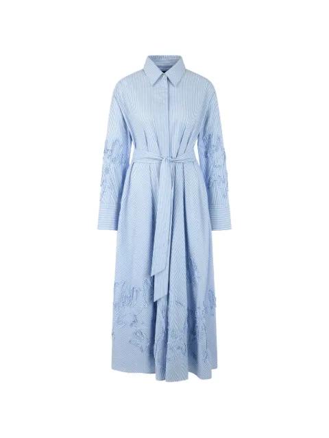 striped ruffled midi dress by MARCCAIN