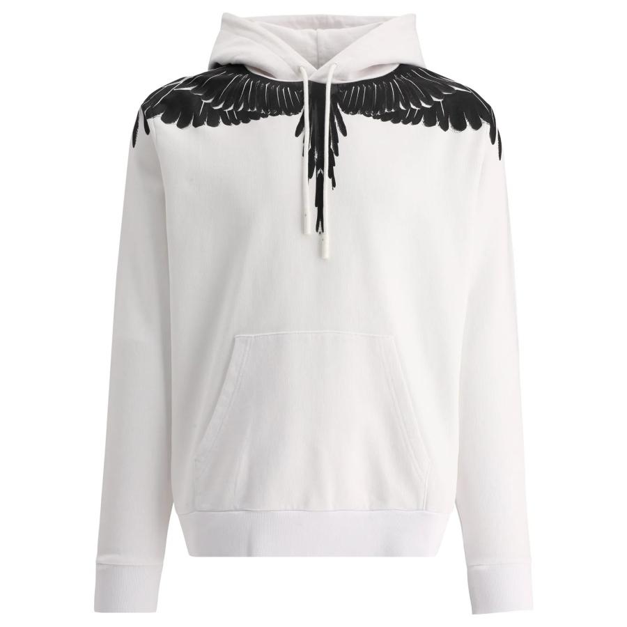 Marcelo Burlon Mens White Black Logo Print Pullover Hoodie by MARCELO BURLON