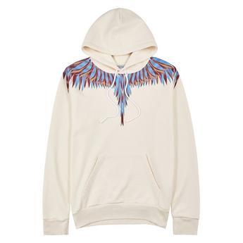 Men's Lines Wings Over the Head Cotton Hoodie by MARCELO BURLON