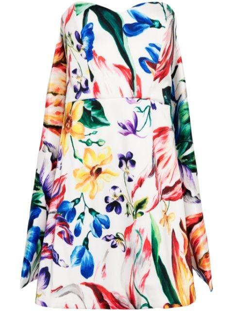 Mikado floral-print mini dress by MARCHESA