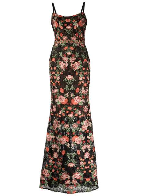 embroidered floral evening gown by MARCHESA