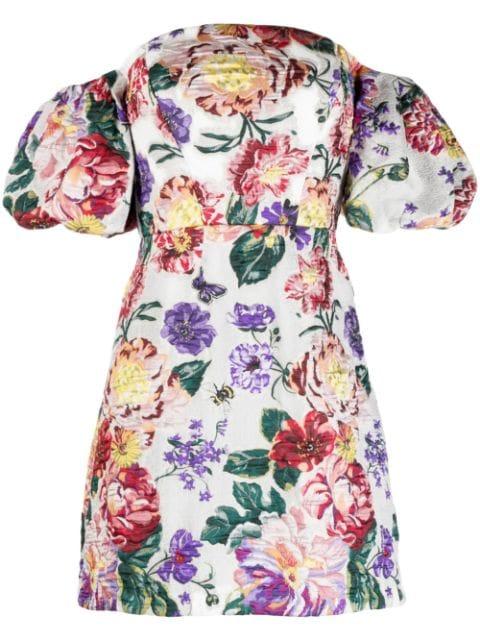 floral-embroidered off-shoulder minidress by MARCHESA