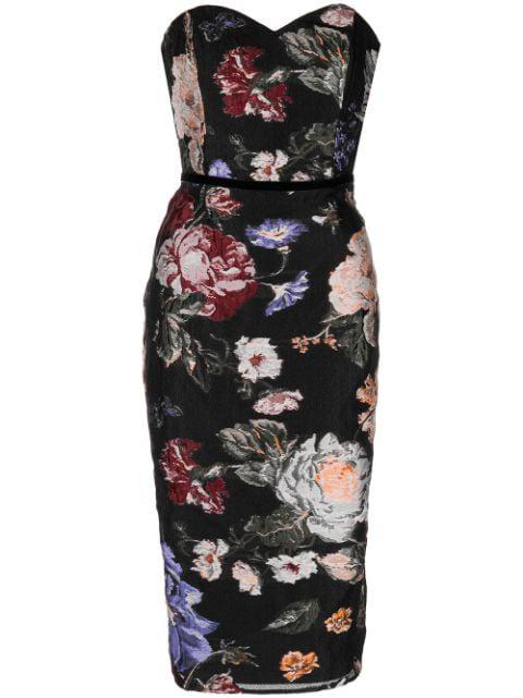floral fil-coupé dress by MARCHESA