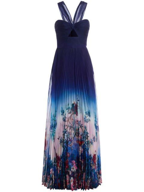 floral-print pleated gown by MARCHESA