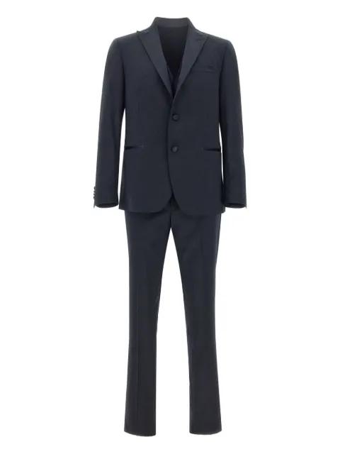 satin trim three-piece suit by MARCHESANI