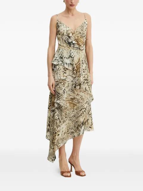 ruffled animal-print midi dress by MARCIANO BY GUESS