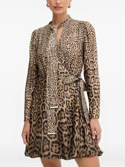 tie-neck leopard-print mini dress by MARCIANO BY GUESS